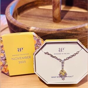 Bomb Party November Necklace • Lab-Created Citrine Pendant | Rhodium Plated